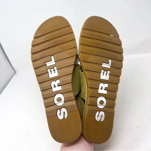 Sorel Ella II Slingback Sandals Olive Shade Genuine Leather Open Toe Shoes Sz 9 - Picture 6 of 8
